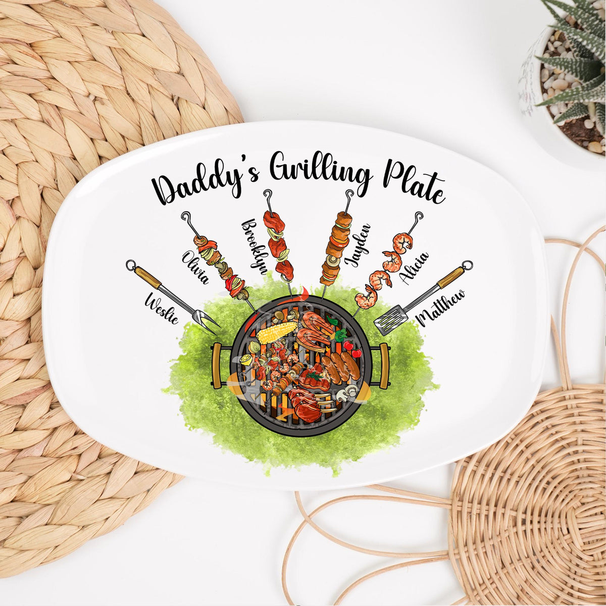 Custom Grandpa Grilling Platter, Grilling Plate Papa With Kids Names, BBQ Platter Papas Gift, Papa Gift, Gift from Grandkids