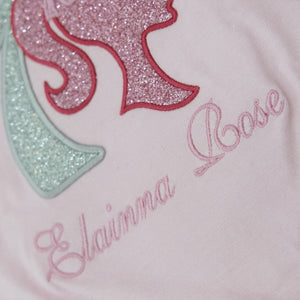 Girls Pink Doll Glitter Embroidered Shirt
