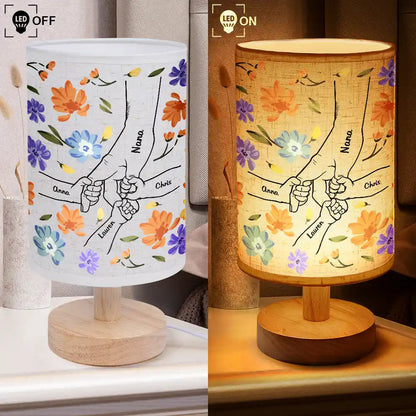 Hand In Hand Will Always Protect You Mom Nana - Personalized Fabric Lamp - Gift For Mom Grandma