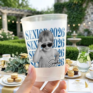 Senior 2026 Graduation - Personalized Plastic Frosted Water Cup - Graduation Party Decor