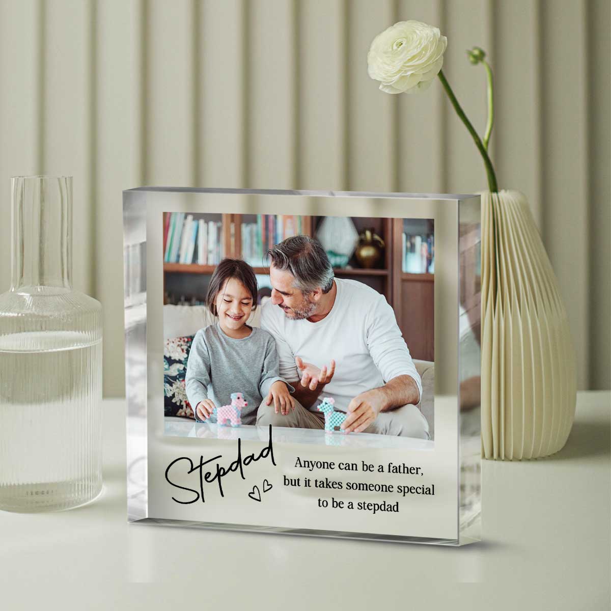 Stepdad Personalized Picture Acrylic Plaque, Father's Day Gifts, Gifts From Son Daughter, Acrylic Plaque Gifts For Dad