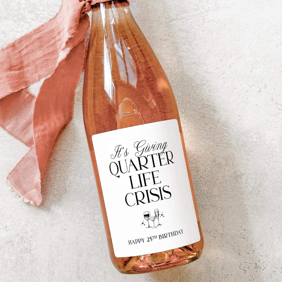 Quarter Life Crisis Birthday Gift, Birthday Party Favor, Wine Bottle Label, Martini Wine Birthday Sticker, Birthday Wine Gift