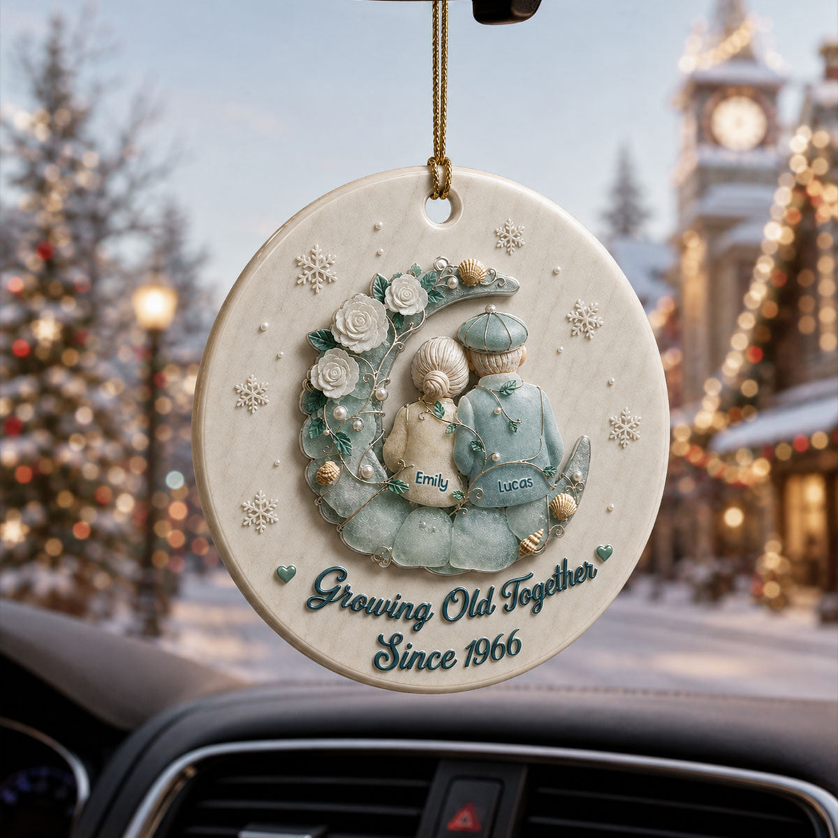Growing Old Together Couple Sea Glass Vibe Ornament  - Real 3D Ceramic Ornament