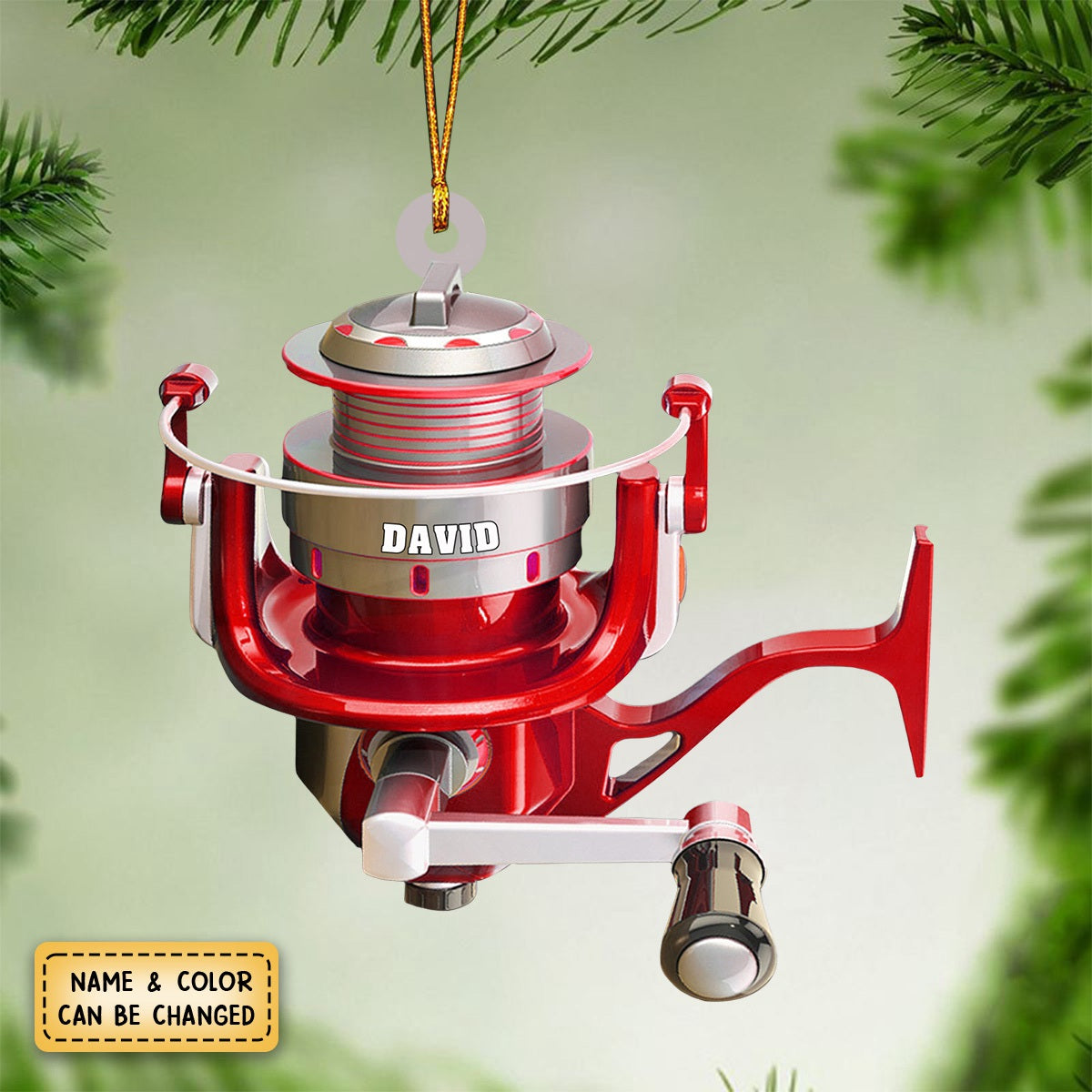 Personalize Christmas Fishing Reel Ornament, Fisherman Gift