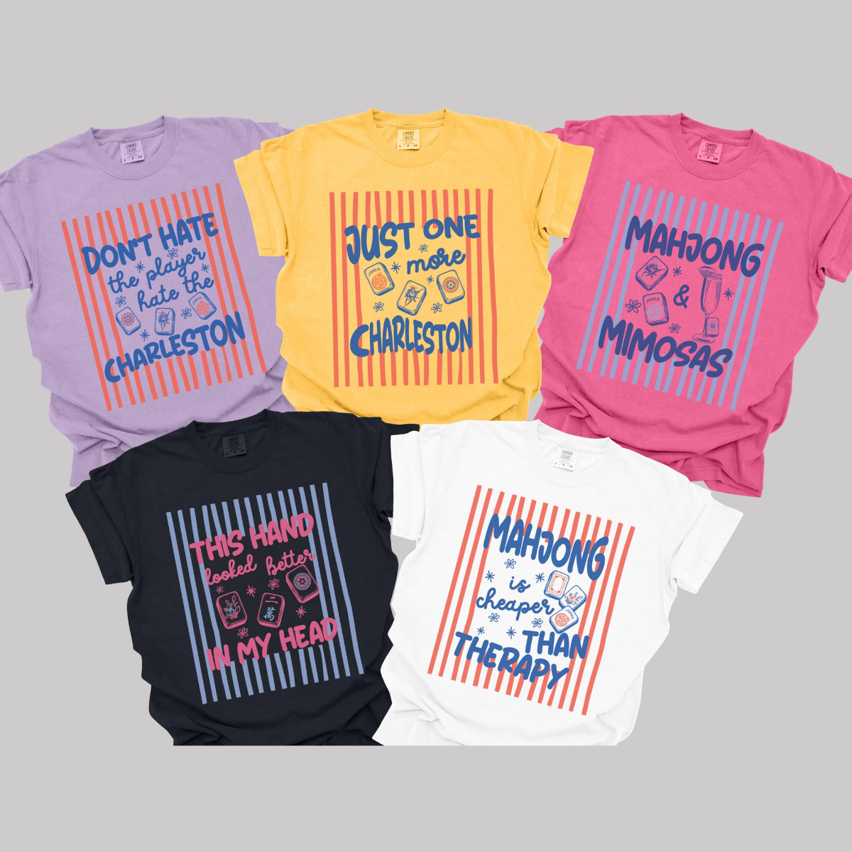 Personalized Mahjong Shirt, Funny Mah jong Player Tee, Custom Striped Mahj Saying, Girls Game Night Gift, Mahjong Hostess Gift