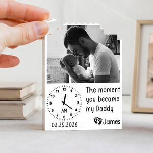 The Moment You Became My Daddy, Custom Daddy and Me, Personalized Photo Building Blocks, First Fathers Day, New Born Baby Photo Gift