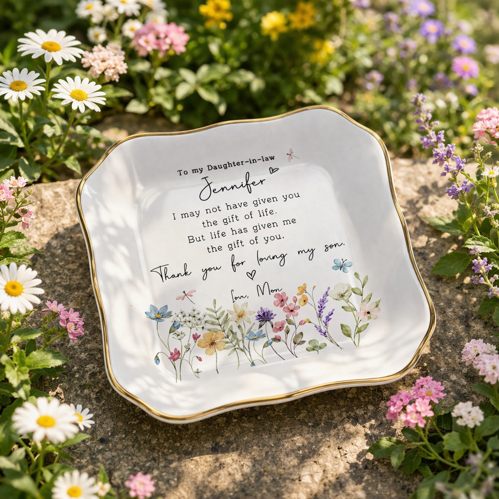 Personalized Daughter In Law Ring Dish, New Bride Jewelry Tray, Gift From Mother, Bride Shower Gift, Wedding Keepsake, Gift For Daughter