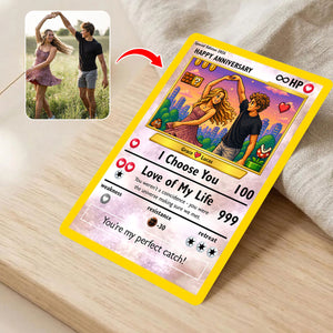 Pixel Poke Art Card - Couples Photo Card, Gift for Him, Anniversary Gift, Couple Photo Wallet Insert, Couples Gift, Wedding Gift