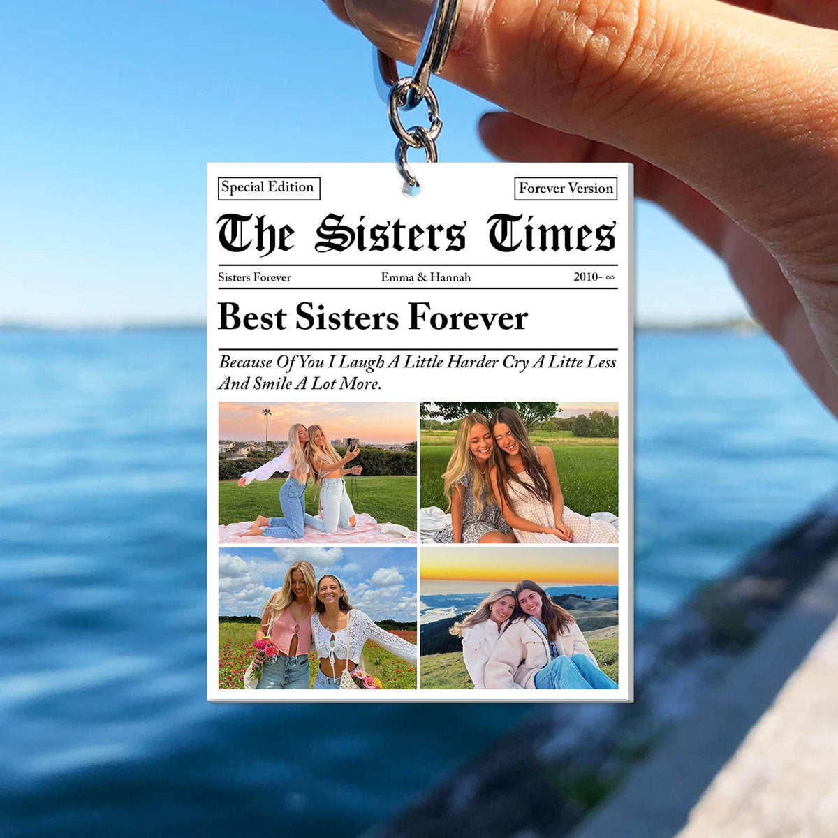 Personalized Sisters Times Acrylic Keychain, Custom Sister Gift, The BFF Times, Best Sister Christmas Photo Keychain, Christmas Gift For Besties