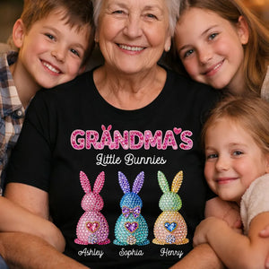 Grandma's Little Rhinestones Bunnies - Personalized Apparel - Easter Gift For Mom Grandma