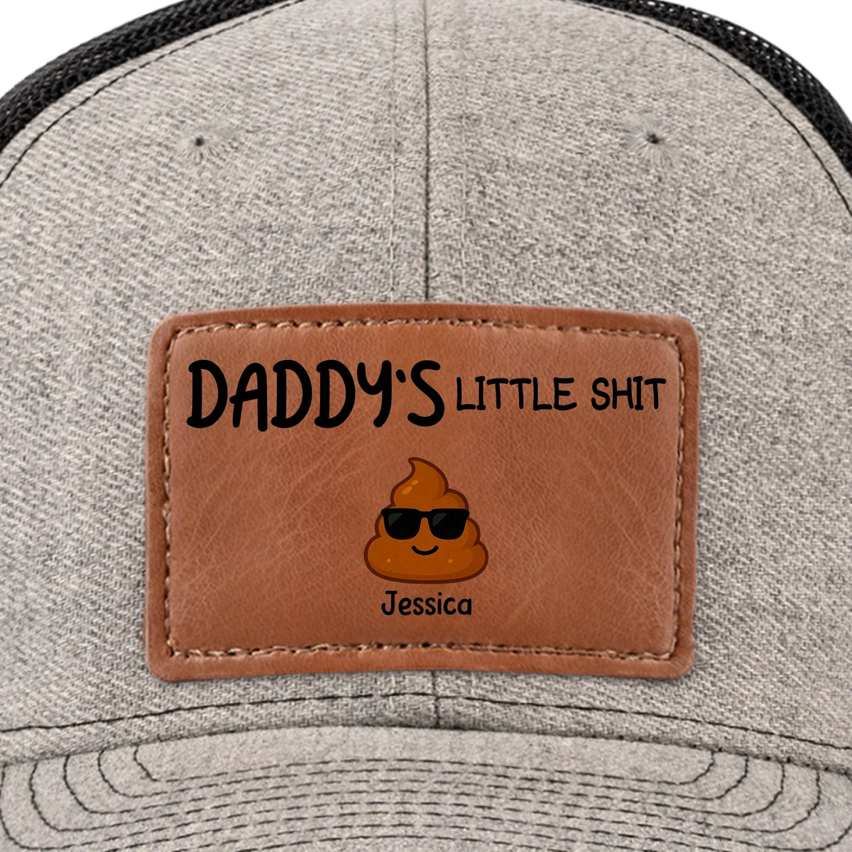 Daddy's Little Turds - Personalized Leather Label Net Hat - Gift For Dad, Father's Day Gift