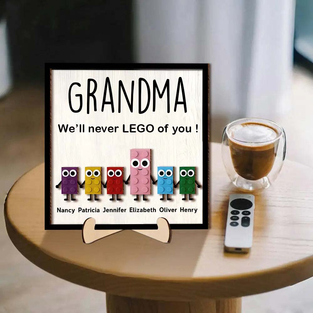 Mommy We'll Never LEGO of you Personalized 2-Layer Wooden Plaque Gift for Mom or Grandma Mother's Day Gift
