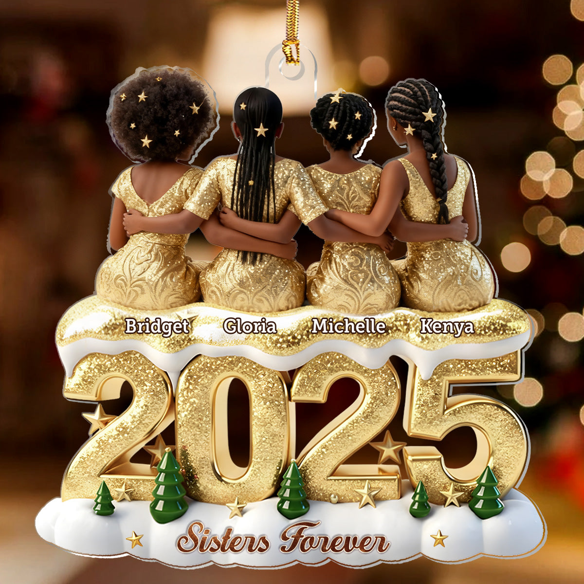 Sisters And Besties Forever - Personalized Acrylic Ornament - Christmas Gift For Black Sistas