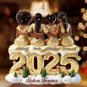Sisters And Besties Forever - Personalized Acrylic Ornament - Christmas Gift For Black Sistas