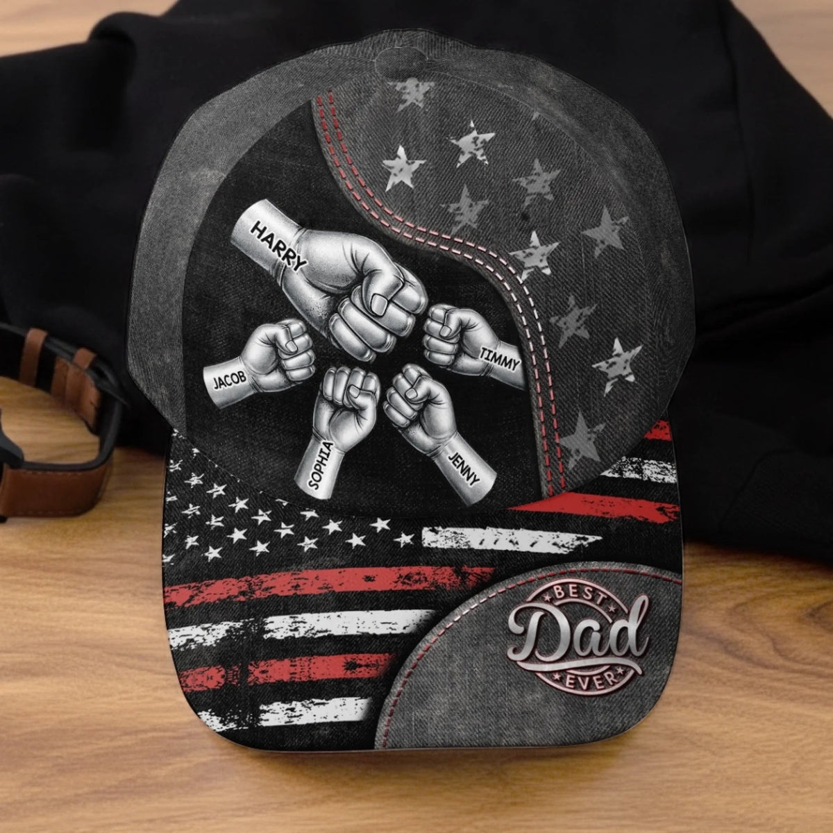 Best Dad Ever Steel Fist Bumps - Personalized Classic Cap - Gift For Dad Grandpa, Father's Day Gift