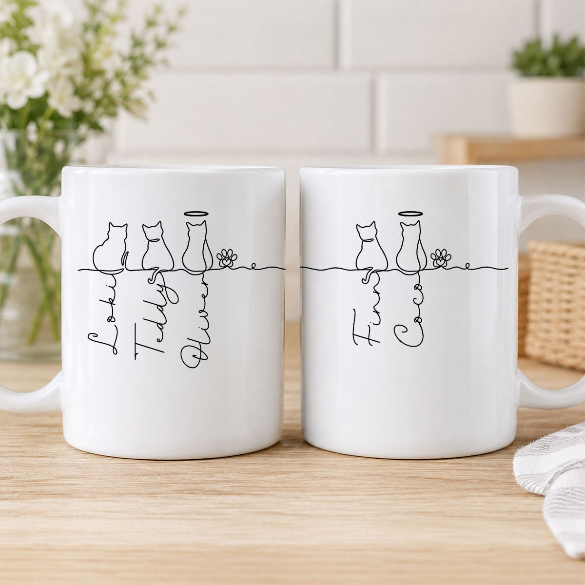 Personalised Cat Mug, Cat Memorial Gift, Cat Lovers Gift Cute Dog Cat Line Art Gift for Pet Mom/Pet Dad, Pet Lover's Gift, Cat Mug