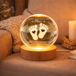 Happy Mother's Day From The Bump - Personalized Crystal Ball LED Night Light - First Mother's Day For Pregnancy Mom