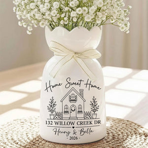 Home Sweet Home - Personalized Custom Ribbon Tie Flower Vase