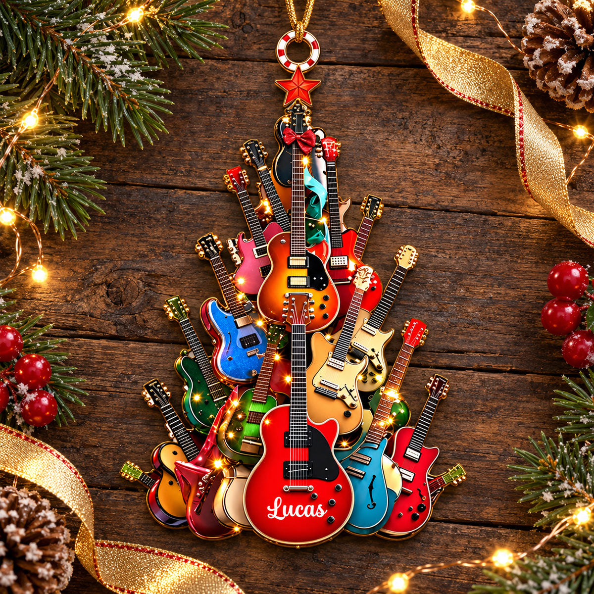 Personalized Guitar Christmas Tree Ornament