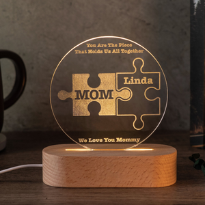 You're The Piece - Personalized 3D LED Light Wooden Base - Gift For Mom, Mother's Day Gift