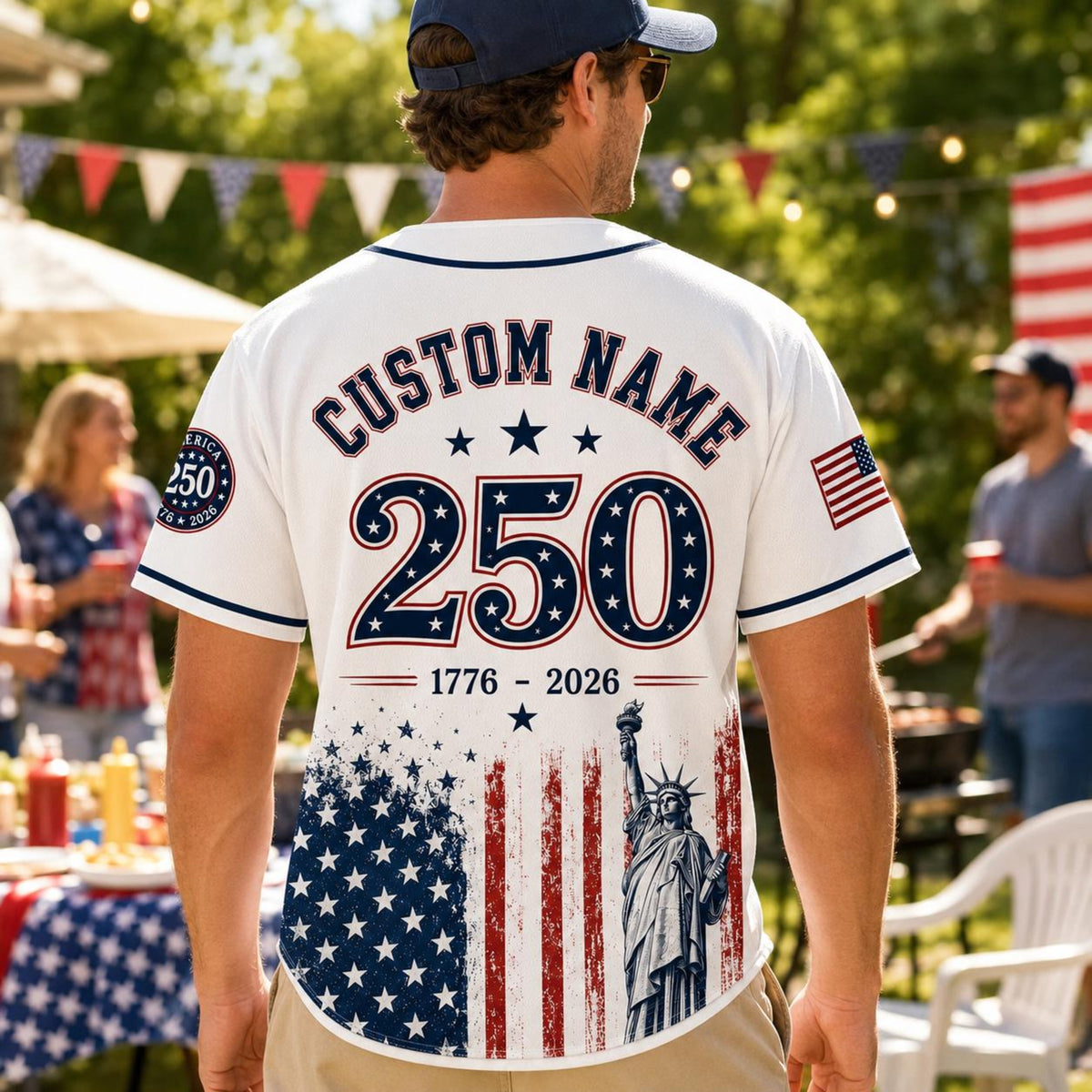 Personalized USA 250 Baseball Jersey, Custom Name America 250th Anniversary Jersey, 1776 2026 Patriotic Shirt, 4th of July Gift