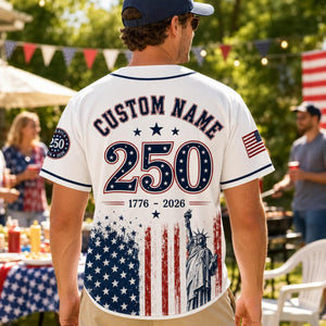 Personalized USA 250 Baseball Jersey, Custom Name America 250th Anniversary Jersey, 1776 2026 Patriotic Shirt, 4th of July Gift