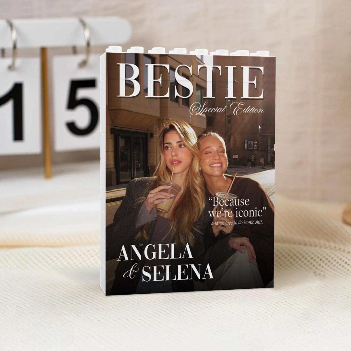 Custom Best Friend Magazine Building Block, Birthday For Her, Friendship Keepsake, Building Brick Photo Puzzle, Gift for BFF