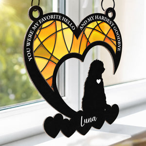 Pet Memorial My Hardest Goodbye Dog Cat - Personalized Window Hanging Suncatcher Ornament
