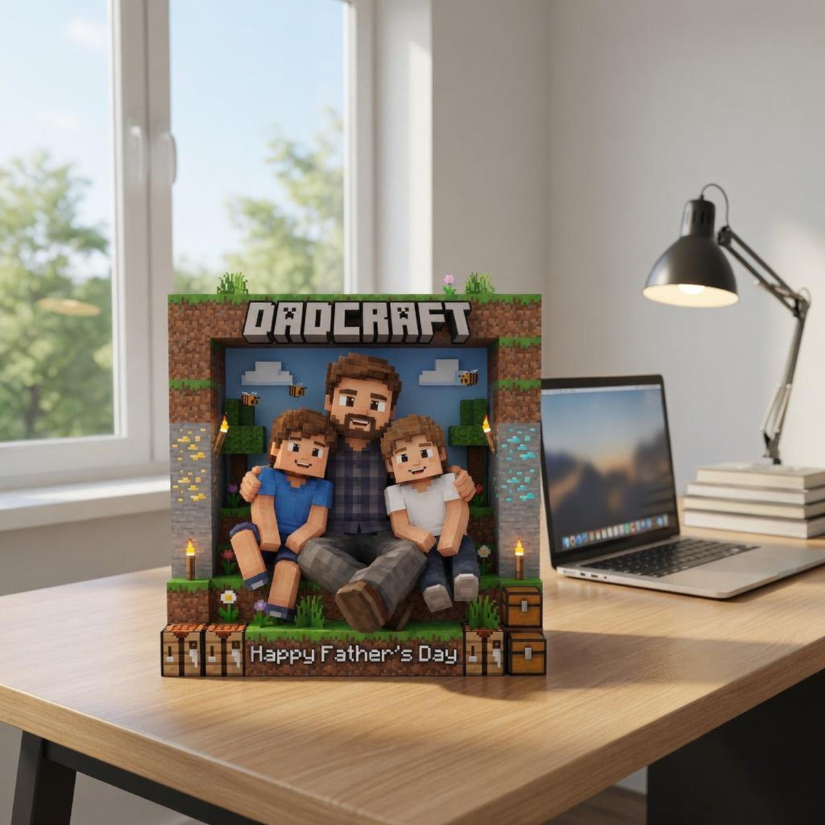 Personalized Pixel Dad Acrylic Plaque, Custom Photo Keepsake Sign, Father's Day Keepsake, Custom Photo Gift For Dad, Grandpa Gift, Papa Gift