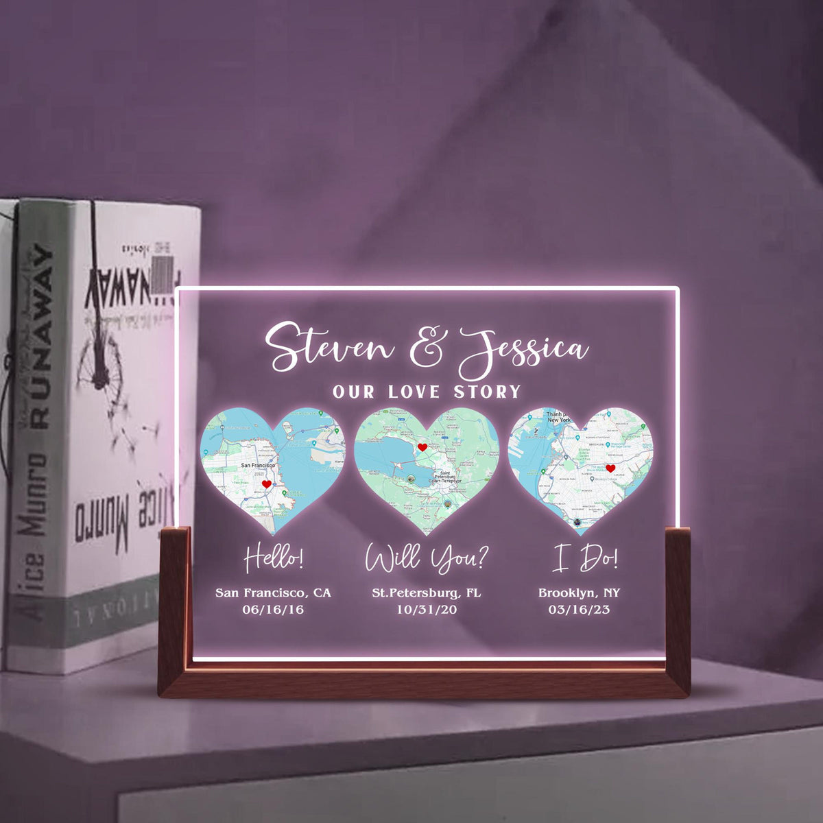 Personalized Address Map Anniversary Gift, Hello Will You I Do Night Light, Custom Our Love Story Gift, Engagement Gift For Couple