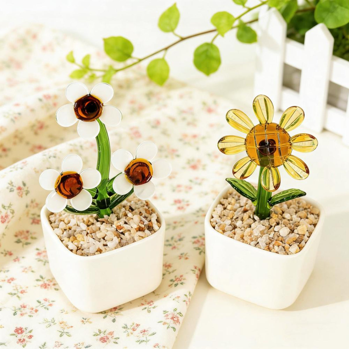 Hand Blown Glass Flower Potted Plant, Personalized Glass Flower Pot for Mom, Mother's Day Gift for Mummy/Nanny/Grandma/Nana, Birthday Gift