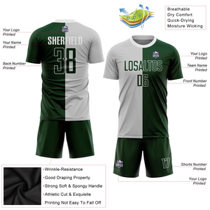 Custom Gray Green-White Sublimation Split Fashion Soccer Uniform Jersey