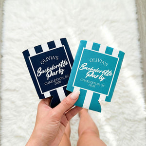 Personalized Coastal Bachelorette Can Cooler, Custom Can Cooler, Beach Bachelorette Party, Custom Party Favors