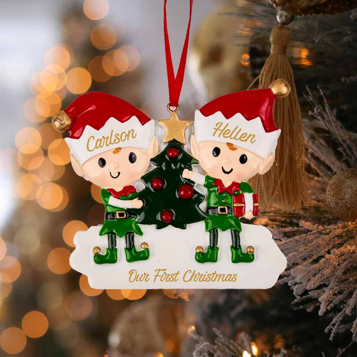 2025 Family Christmas Tree Ornament, Personalized Family Names Resin Ornament for Xmas, Family Christmas Gift, Xmas Tree Decor