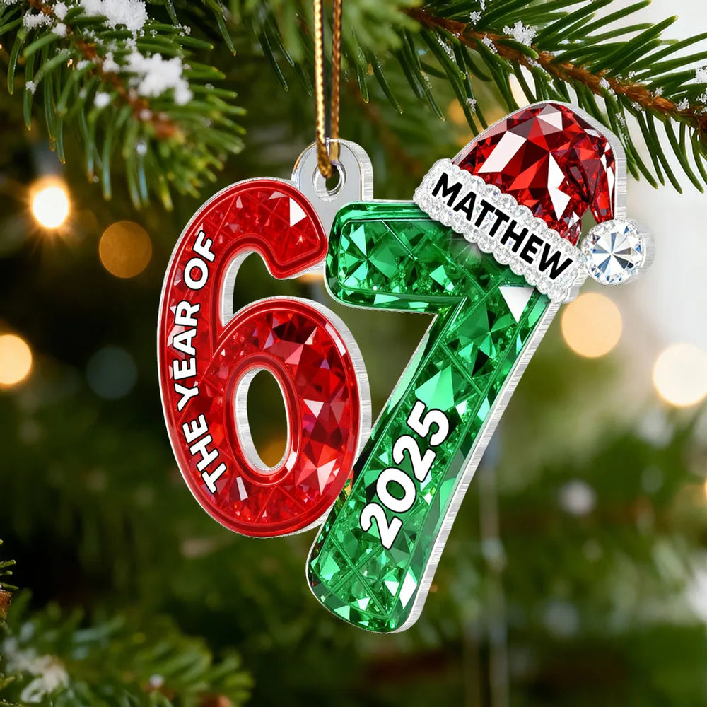 3D Shining Effect 67 Six Seven 2025 Slang Christmas - Personalized Acrylic Ornament - Funny Christmas Gift