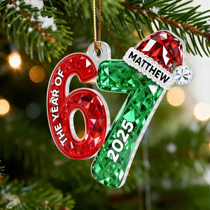 3D Shining Effect 67 Six Seven 2025 Slang Christmas - Personalized Acrylic Ornament - Funny Christmas Gift