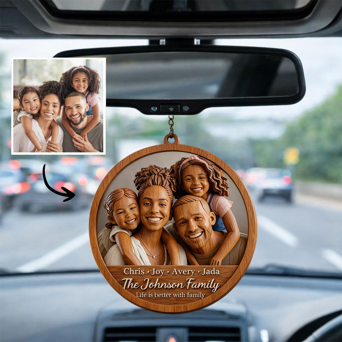 Life Is Better With Family - Personalized 2-layered Wooden Ornament