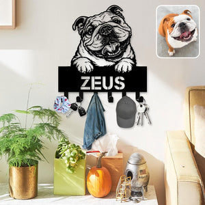Custom Name Pet Portrait - Metal Key Holder/Hanger