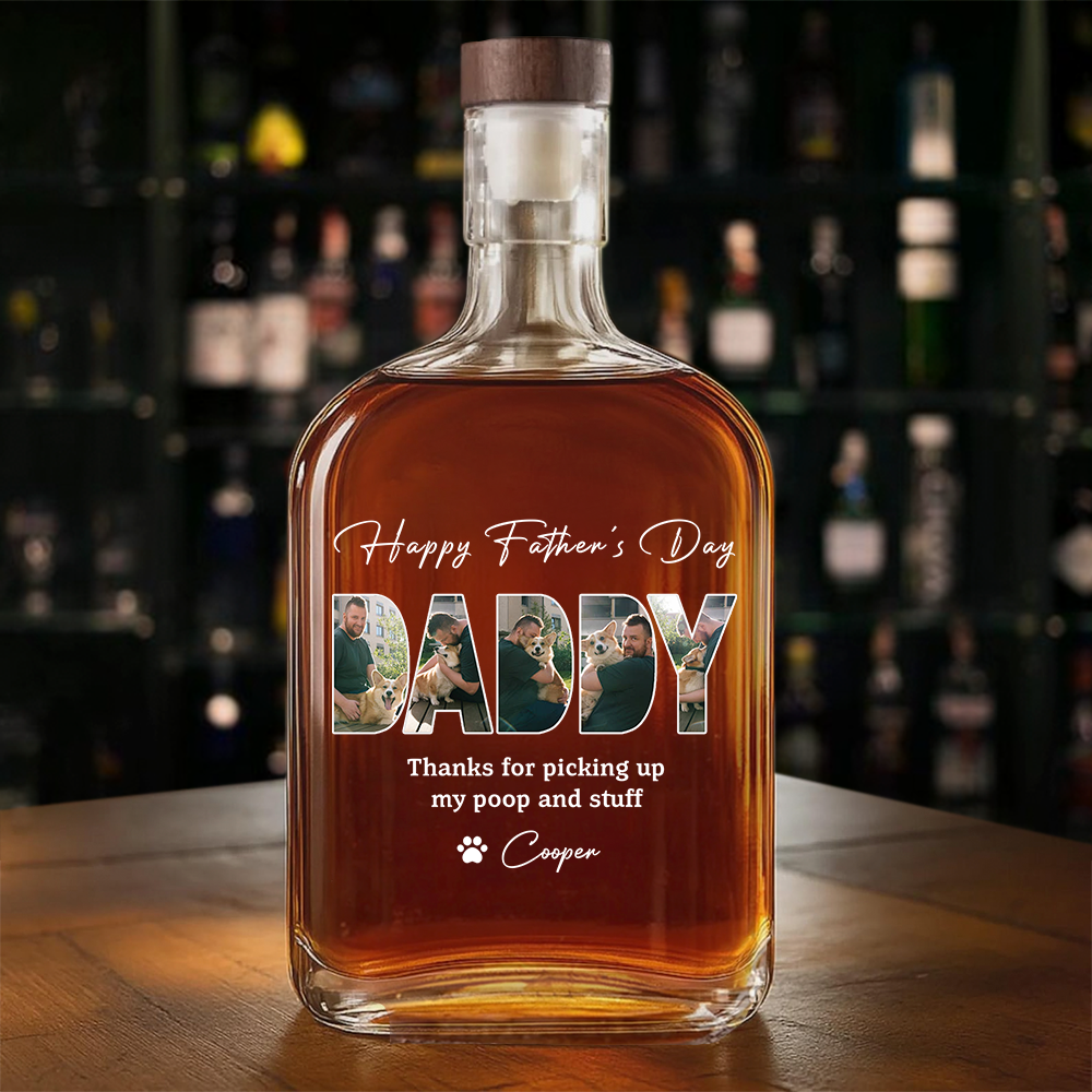 Thanks For Picking Up My Poop And Stuff Custom Photo - Personalized Whiskey Bottle - Gift For Dog Lover