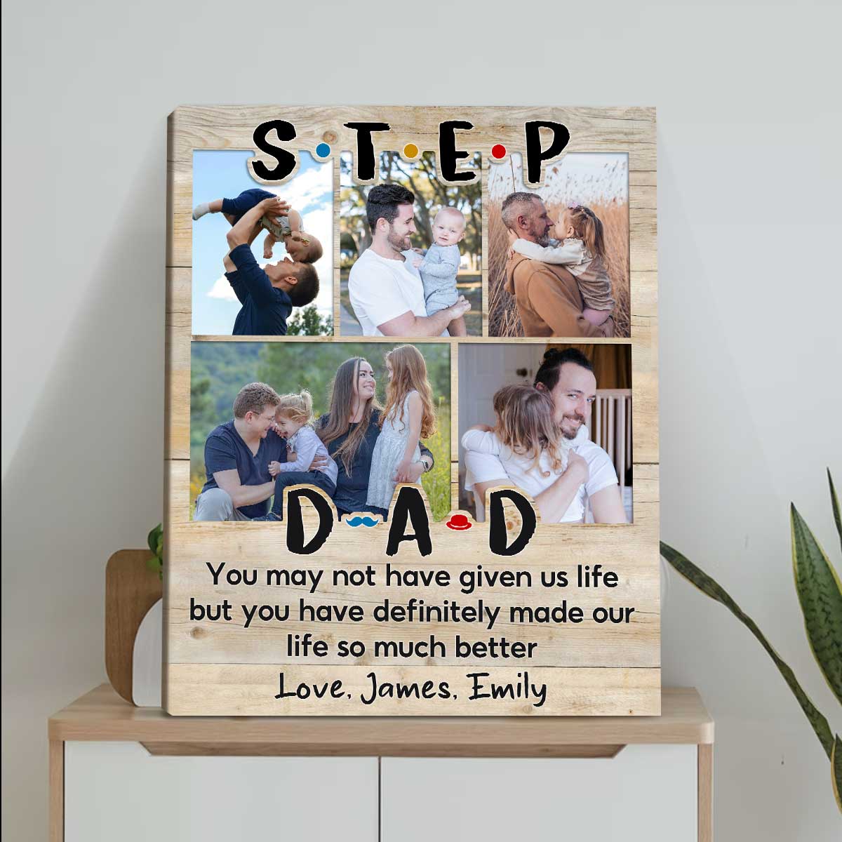 Stepdad Fathers Day Gift, Custom Step Dad Collage, Personalized Photo Gift For Step Dad, Birthday Gift For Stepped Up Dad