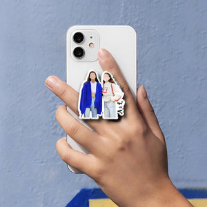 Personalized Besties Photo Phone Grip, Custom Portrait Photo Phone Grip Phone Stand Gift For Besties, Soul Sister Galentine Day Best Friends