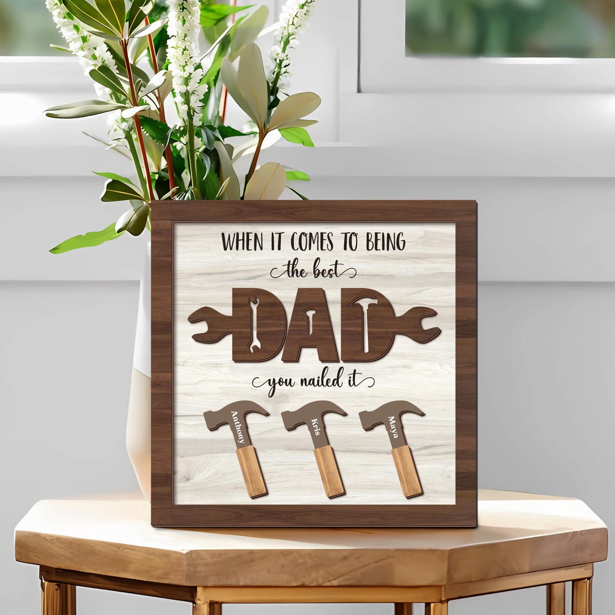 Personalized Dad Wood Sign You Nailed It Tool-Themed Father's Day Gift With Kids' Names, Custom Gift for Dad From Children