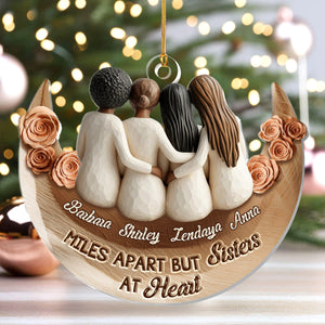 Black Sistas On The Moon - Personalized Acrylic Ornament - Christmas Gift For Sisters, Friends