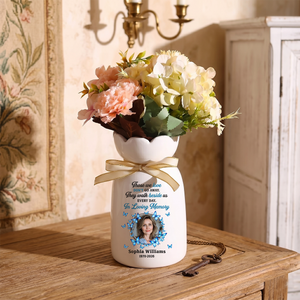 In Loving Memories Custom Photo Vase - Personalized Custom Ribbon Tie Flower Vase