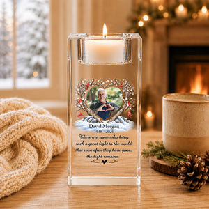 Custom Photo Planted To Celebrate A Life Well Lived - Personalized Crystal Candle Holder
