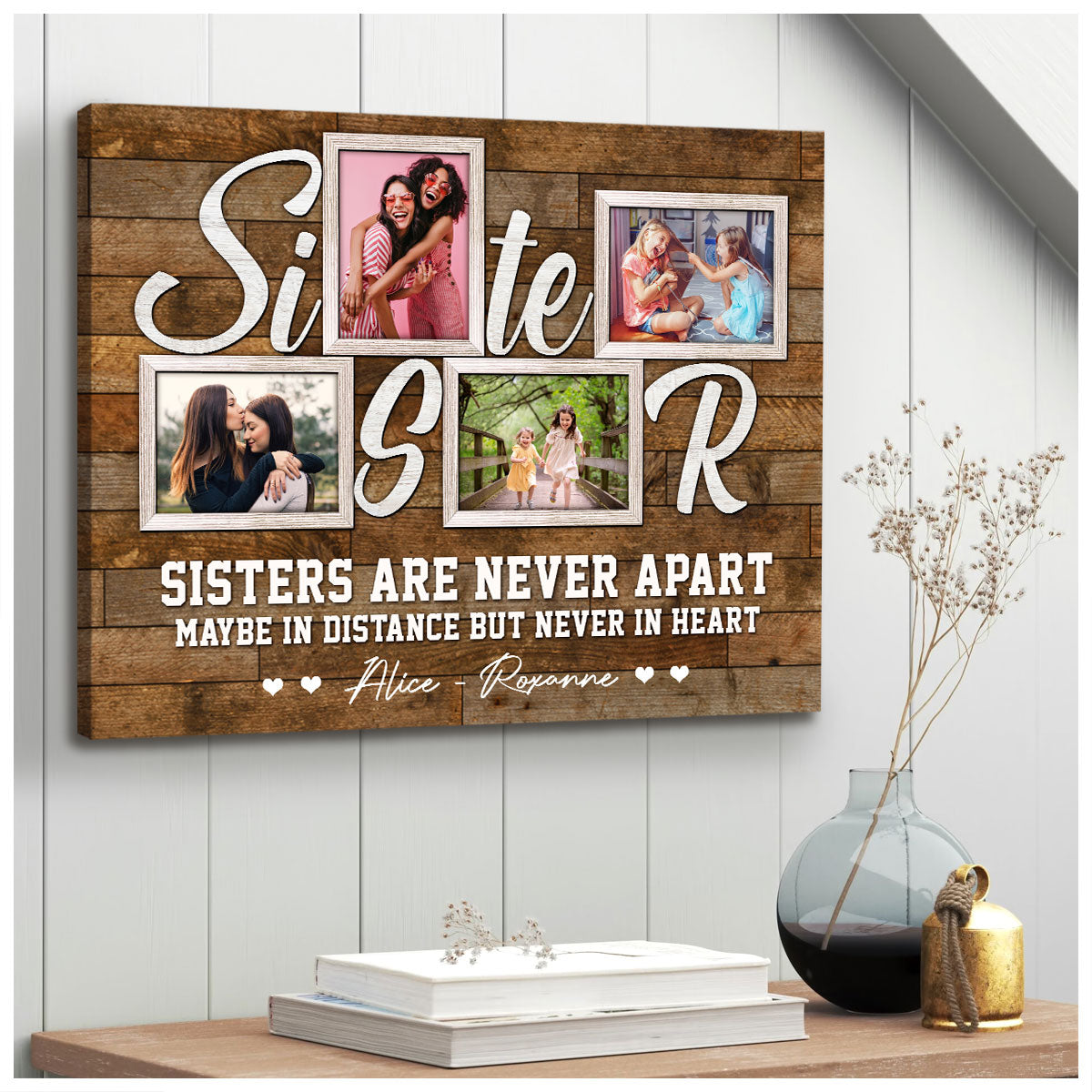 Sisters Are Never Apart - Personalized Canvas - Gift For Sister, Bestie, Friends