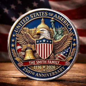 Personalized United States 250th Anniversary Family Keepsake Metal Coin (1776 2026)