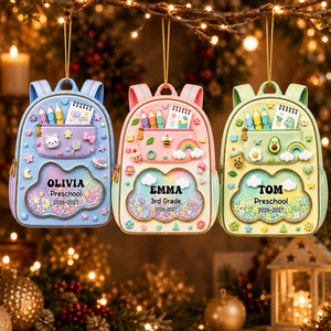School Year Backpack Acrylic Ornament - Personalized Kids Christmas Gifts
