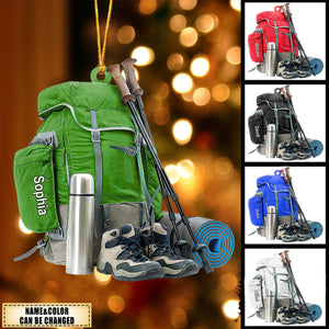 Hiking Bag - Personalized Acrylic Shape Ornament - Christmas Ornament For Hiking Lovers
