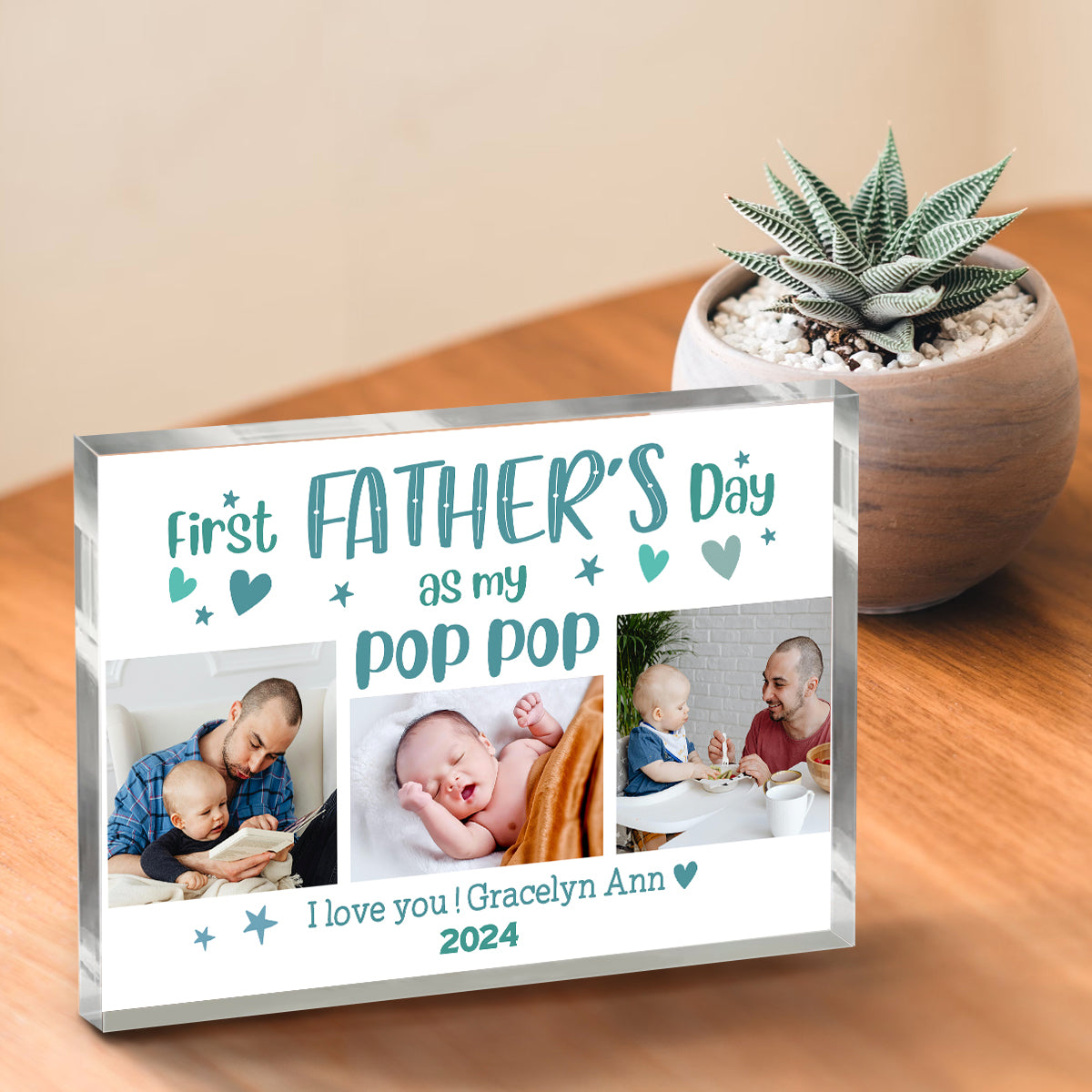First Fathers Day As Pop Pop Acrylic Plaque, New Pop Pop Personalized Gift, First Fathers Day As Grandpa, New Grandfather Gift